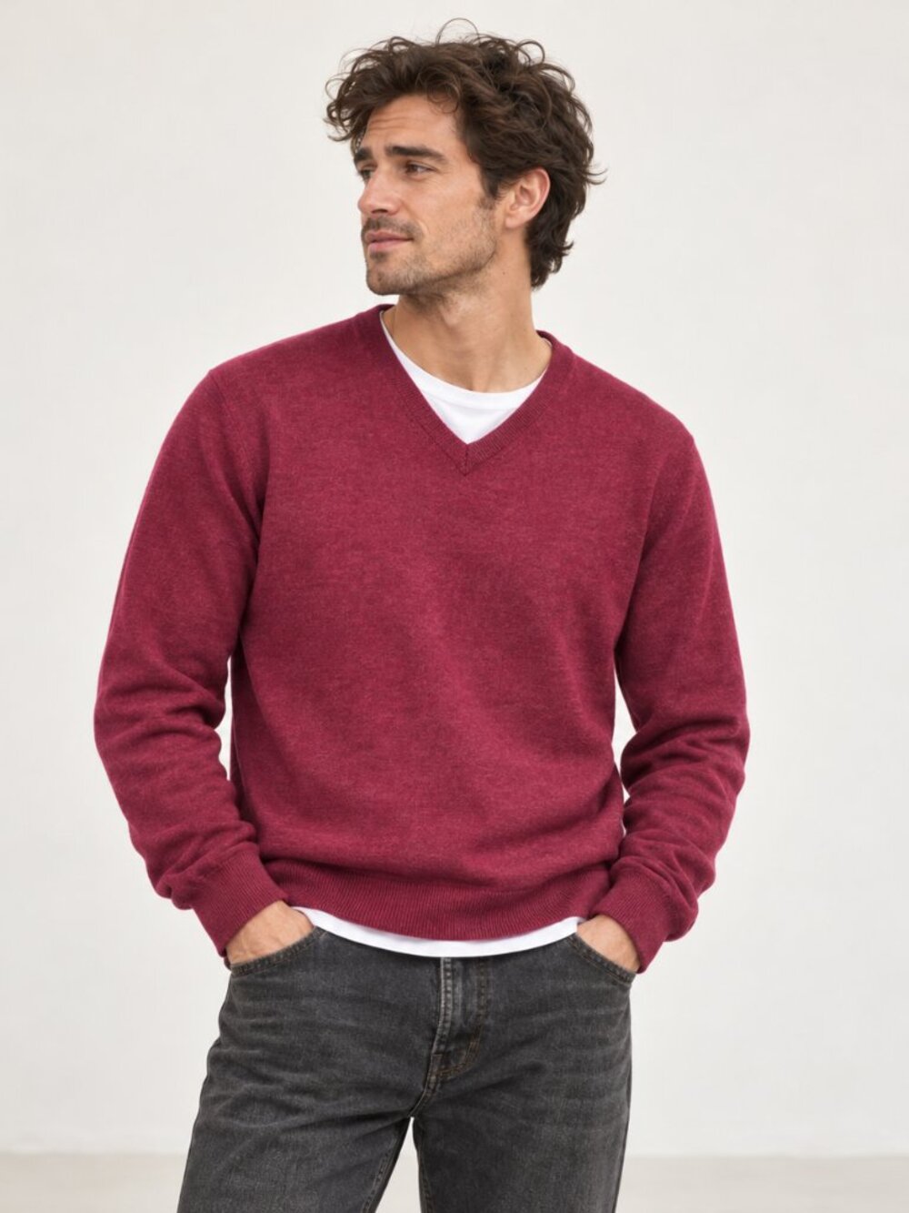 Bonobos Berry 100% Merino Wool V-Neck Sweater Preppy Workwear Holiday Size XL